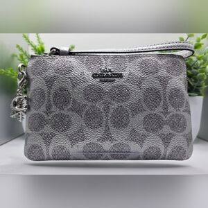 Coach Metallic Silver Wristlet